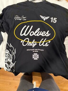 Darc Sport Black Short Sleeve 'Wolves Only Us' Graphic Tee with Yellow Accent